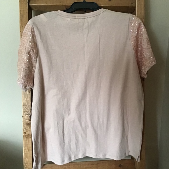 NWT J Crew Sequined T-shirt Rose Pink, XL - Picture 4 of 6